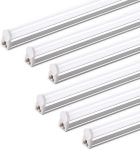 6 Pack LED T5 Integrated Fixture, 4FT, 2200lm, 6500K, 20W Utility LED Shop Light, Ceiling and Under Cabinet Light, Corded with ON/Off Switch