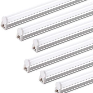 6 Pack LED T5 Integrated Fixture, 4FT, 2200lm, 6500K, 20W Utility LED Shop Light, Ceiling and Under Cabinet Light, Corded with ON/Off Switch