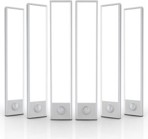 6 Pack Under Cabinet Lights, 32 LED Motion Sensor Light, Rechargeable Magnetic Closet Lights, Battery Operated, for Kitchen, Wardrobe, Hallway