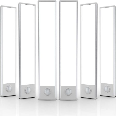 6 Pack Under Cabinet Lights, 32 LED Motion Sensor Light, Rechargeable Magnetic Closet Lights, Battery Operated, for Kitchen, Wardrobe, Hallway