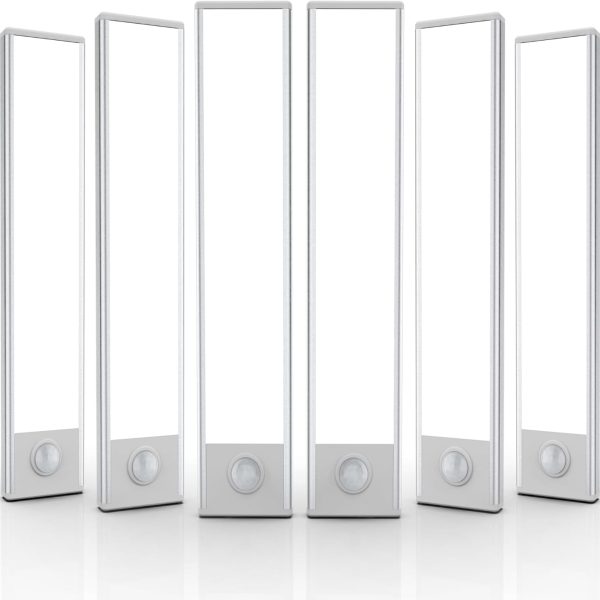 6 Pack Under Cabinet Lights, 32 LED Motion Sensor Light, Rechargeable Magnetic Closet Lights, Battery Operated, for Kitchen, Wardrobe, Hallway
