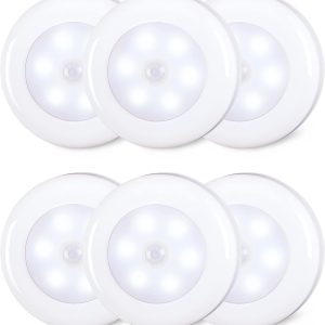 6 Pack 2.8" Motion Sensor Lights, AAA Battery Operated, Stick on LED Puck Light for Stairs, Under Cabinet, Closet