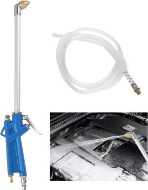 Long Air Engine Cleaning Gun, High Pressure Pneumatic Siphon Spray Gun with Bent Nozzle & 3.93Ft Hose, for Auto Engine Cleaning