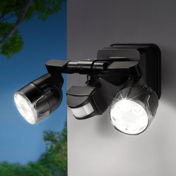 Outdoor Motion Sensor Security Light, 450掳 Adjustable 3-Head Floodlight, 2500 Lumens, Dusk to Dawn, IP65, Black
