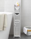 Bathroom Storage Cabinet, Small Cabinet with Toilet Paper Holder for Mega Roll, White