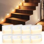 8 Pack Motion Sensor Stair Light, Battery Operated Closet Lights, Wireless Stick on Hallway Lamp, Night Lamps for Bedroom, Under Cabinet