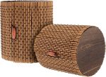 Granulated Bamboo Charcoal Odor Absorber Bag in Decorative 4" Brown Cylinder, 2 Sets