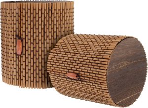 Granulated Bamboo Charcoal Odor Absorber Bag in Decorative 4" Brown Cylinder, 2 Sets