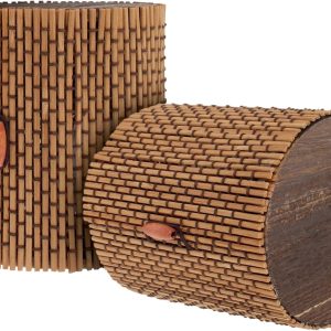 Granulated Bamboo Charcoal Odor Absorber Bag in Decorative 4" Brown Cylinder, 2 Sets