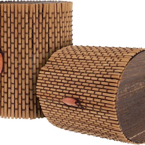 Granulated Bamboo Charcoal Odor Absorber Bag in Decorative 4" Brown Cylinder, 2 Sets