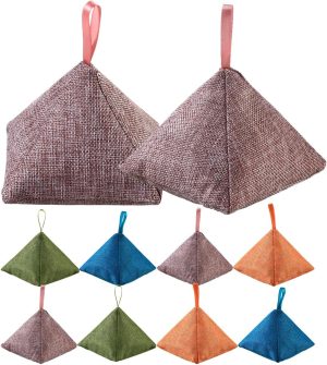 Charcoal Bamboo Bags, Activated Charcoal Odor Absorber Eliminator Bag (8, Green, Brown, Orange, Blue)