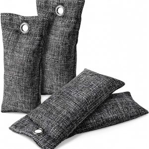 4 Pack Activated Charcoal Odor Absorber, Bamboo Charcoal Air Purifying Bags for Shoe, Closet, Car, Basement