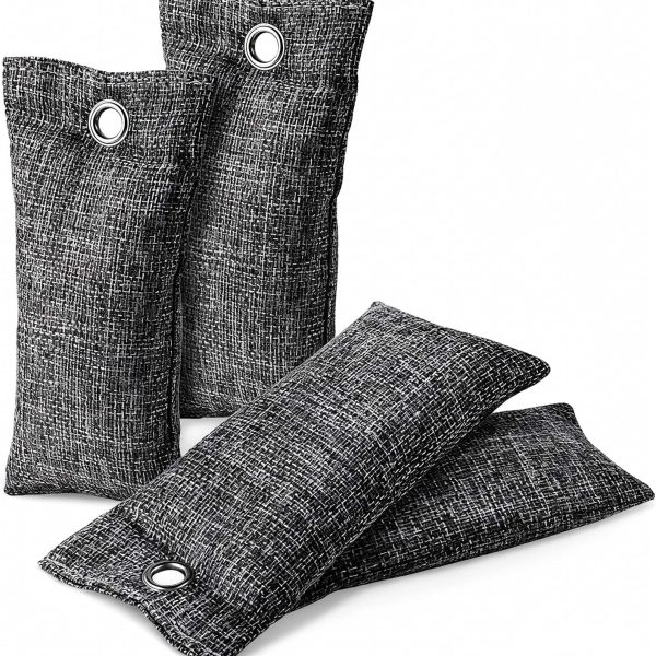 4 Pack Activated Charcoal Odor Absorber, Bamboo Charcoal Air Purifying Bags for Shoe, Closet, Car, Basement